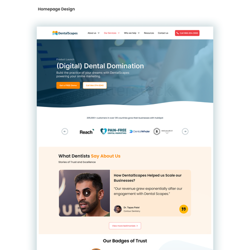 Dental website with the title 'Web Page Design | Landing Page Design'
