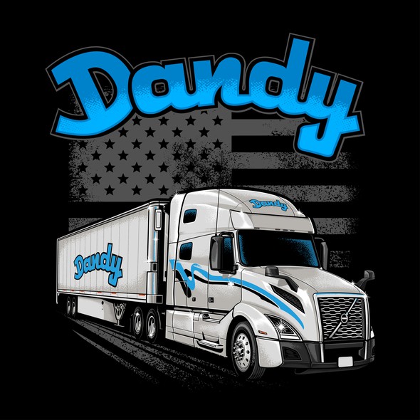 Patriotic t-shirt with the title 'Dandy - Patriotic Trucking T-shirt'