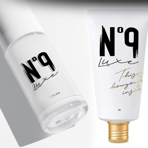Brush stroke logo with the title 'Luxury logo for Nº 9 hair care product line'