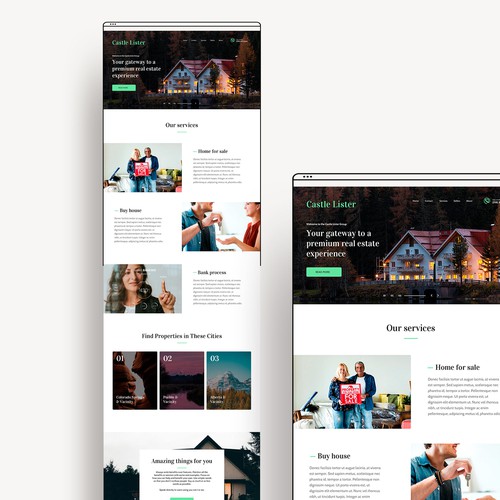 Theme design with the title 'Real Estate WordPress Theme Design'