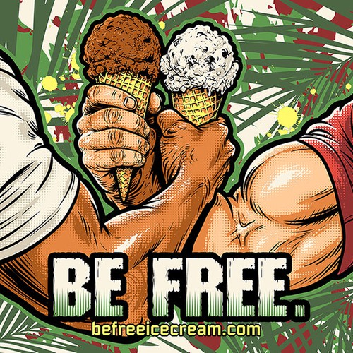 Ice cream design with the title 'BE FREE - ICE CREAM'