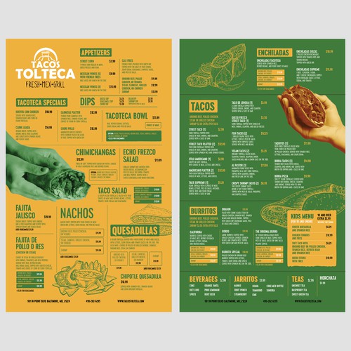 Taco design with the title 'Menu Design for Mexican Restaurant'