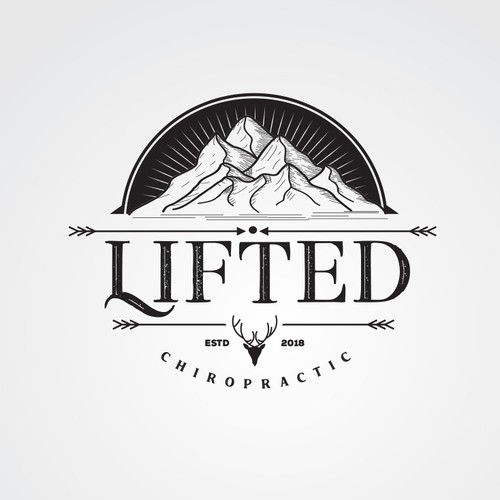 Mountain logo with the title 'LIFTED Chiropractic ( logo concept)'
