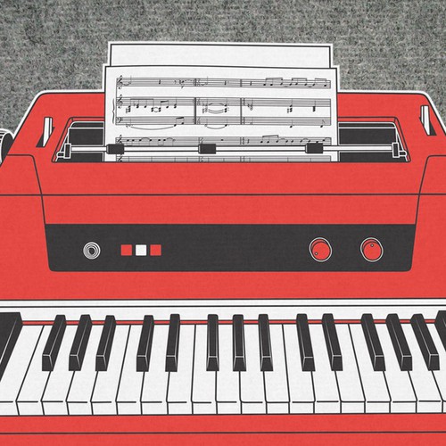 Piano design with the title 'Music Theme for T-Shirt'