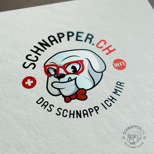 Swiss design with the title 'Hipster Bulldog Character'