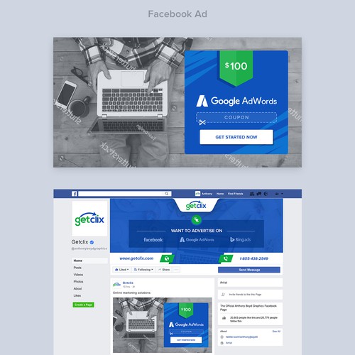 Mouse design with the title 'Facebook cover and ad'