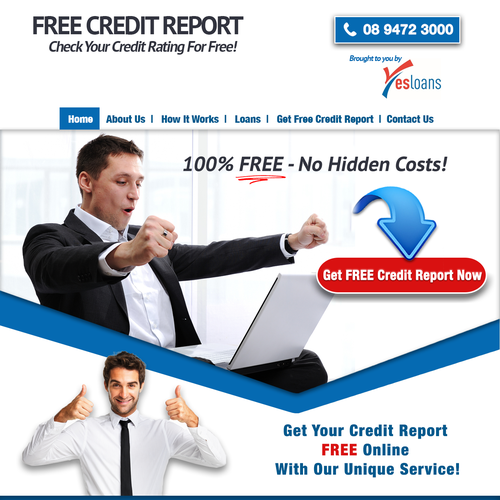 Call to action design with the title 'free credit report redesign'