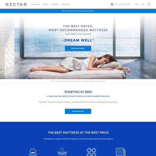 Mattress design with the title 'Design Nectar's Website'