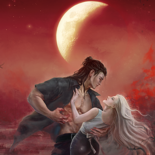 Couple illustration with the title 'Bloodmoon pact III - illustration'