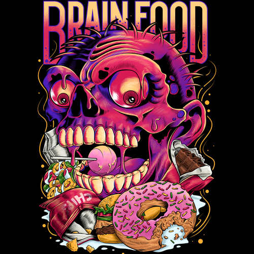 Streetwear t-shirt with the title 'Brainfood'