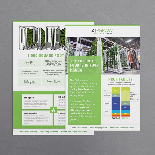 Hydroponics design with the title 'Super clean "Zipgrow Inc." brochure '