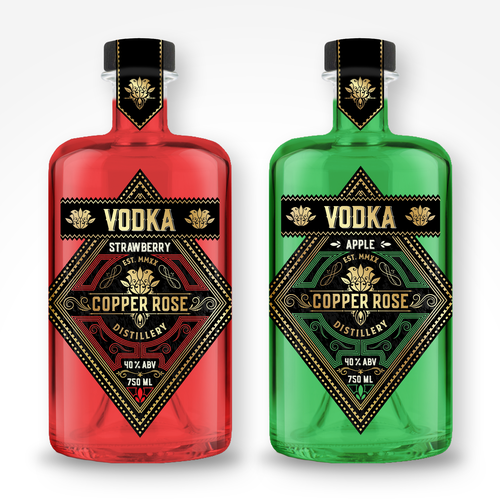 Luxurious label with the title 'VODKA BOTTLE LABEL FOR MICRO DISTILLERY'