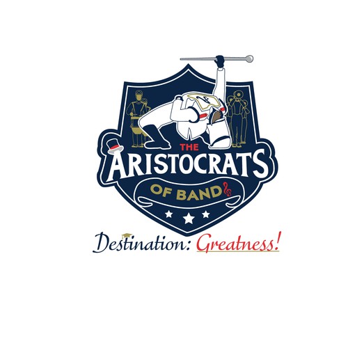 Marching band logo with the title 'The marching Aristocrafts of Bands'