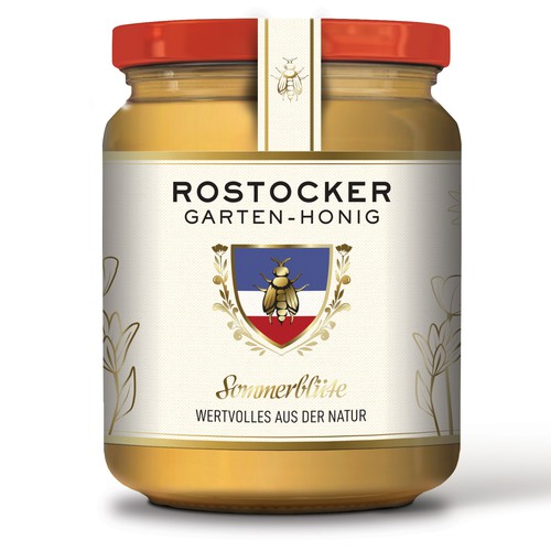 Flower label with the title 'Label and render images for honey'