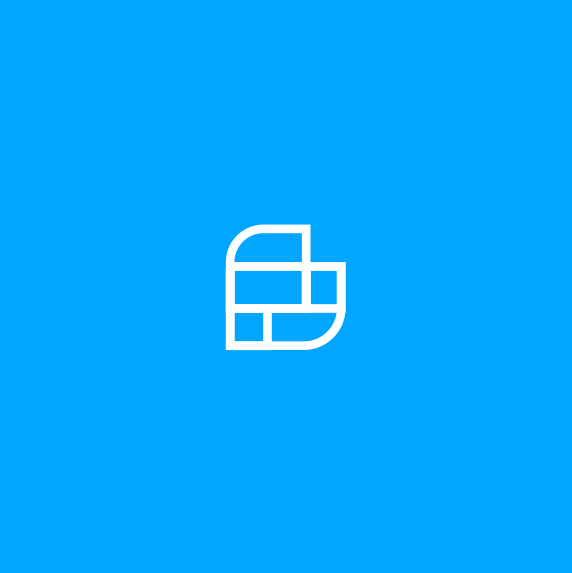 Crystal blue logo with the title 'B + brick'