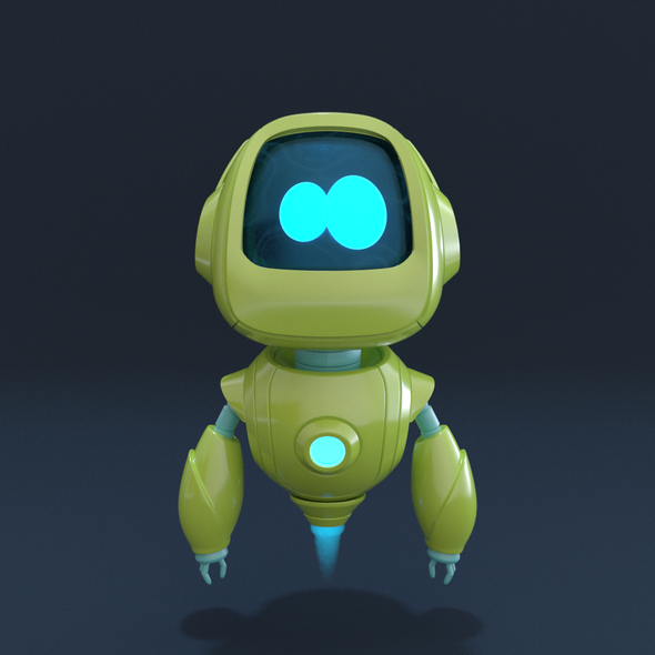 Blender 3D design with the title 'Robot mascot'