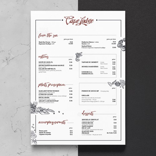 Seafood design with the title 'Seafood Restaurant Menu'