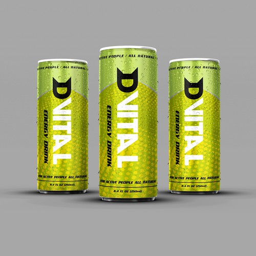 Packaging artwork with the title 'DVITAL ENERGY DRINK'