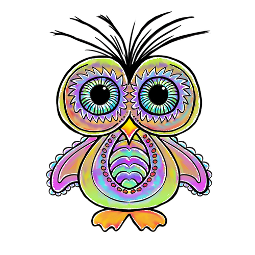 Owl illustration with the title 'Animal design for stickers'