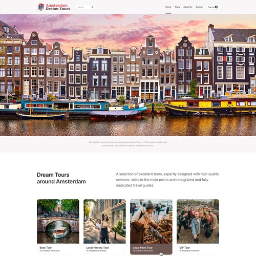 Sketch website with the title 'Amsterdam Dream Tours'