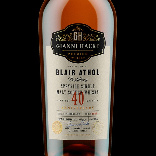 Creative label with the title 'GH Whisky 40 Anniversary'