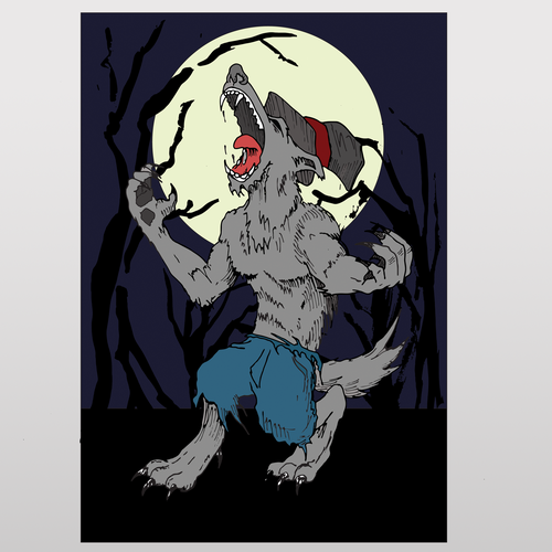 Pencil artwork with the title 'vukodlako'