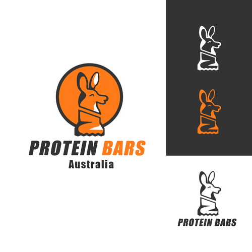 Kangaroo logo with the title 'Cartoon logo for Protein Bars Brand'