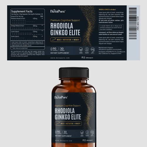 Vitamin label with the title 'Label design for Dietary supplement capsules'