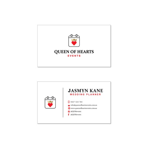 Planner design with the title 'QUEEN OF HEARTS EVENTS'