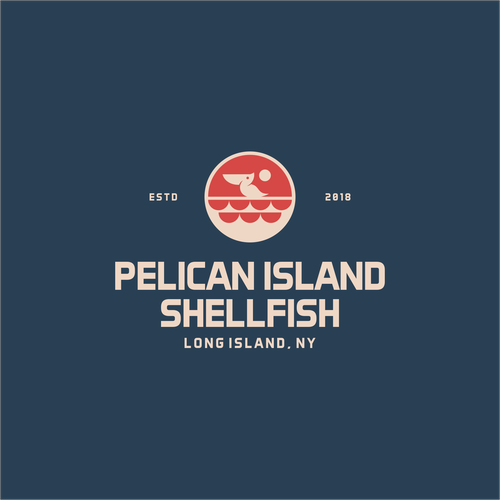 Pelican logo with the title 'Pelican Island Shellfish'