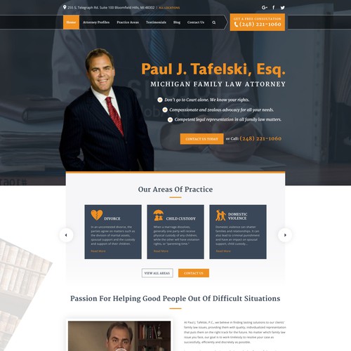 Award design with the title 'Law office landing page'