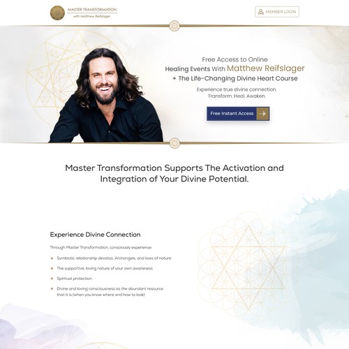 Spiritual design with the title 'powerful landing page for our spiritual membership portal'