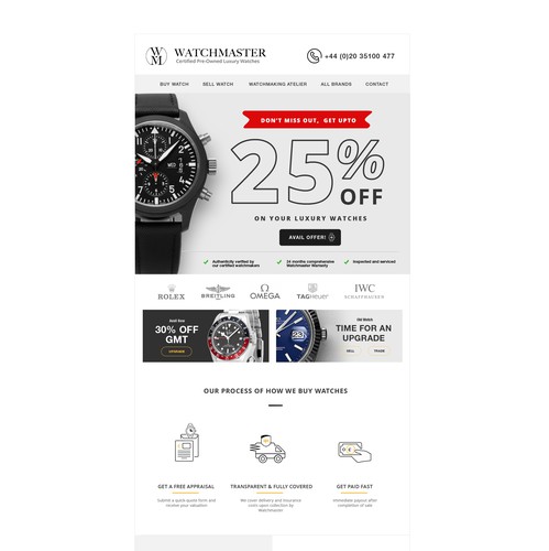 Mobile responsive design with the title 'Watch email'