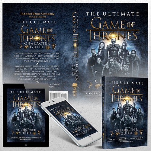 Game of Thrones design with the title 'The Ultimate Game of Thrones Character Guide'