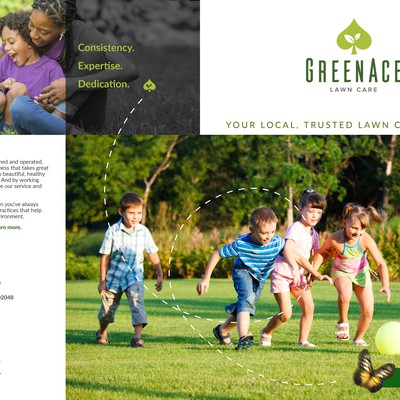 GreenAce Lawn Care Graphic Campaign- Main Piece (Brochure - front 