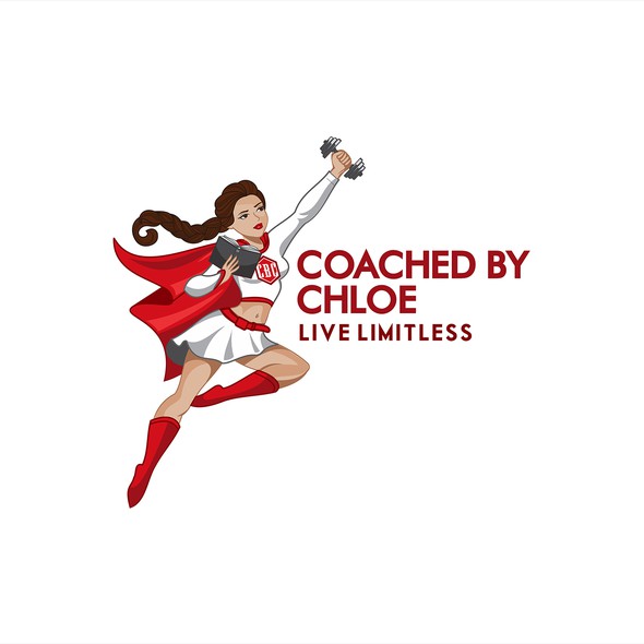 Superwoman logo with the title 'Logo Design for Fitness Coach'