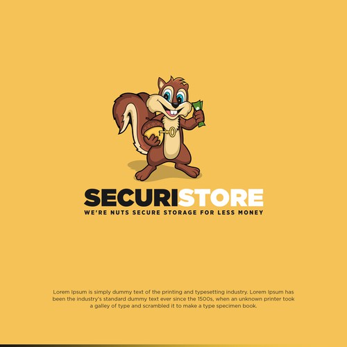 Corporate identity logo with the title 'Storage Business Seeks Squirrel centric Logo Re-brand'