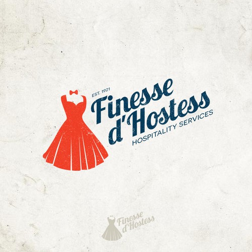 Hospitality design with the title 'Vintage/retro logo for hospitality service company Finesse d'Hostess'