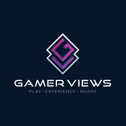 Review design with the title 'GAMER VIEWS - Logo Design & Hosted Website'