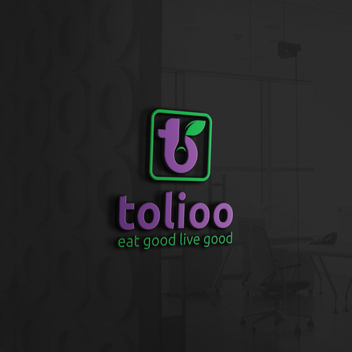 Green and purple logo with the title 'Modern logo concept for health app'