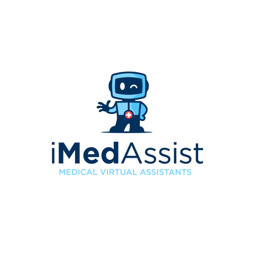 Robot brand with the title 'Mascot logo for Medical Virtual Assitants'