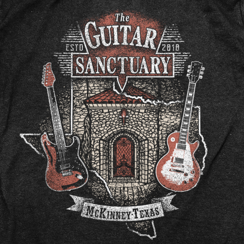 Guitar t-shirt with the title 'Guitar Shop T-shirt Design'