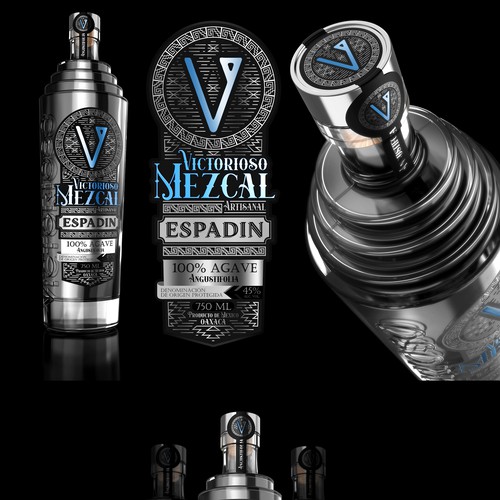 Bottle packaging with the title 'Product Label Design for Liquor Brand'