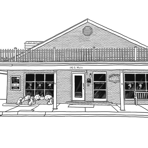 Building artwork with the title 'A sketch of a building'