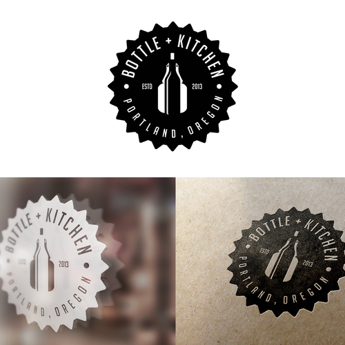 Bottle design with the title 'Create a logo for our downtown Portland, Oregon restaurant!'