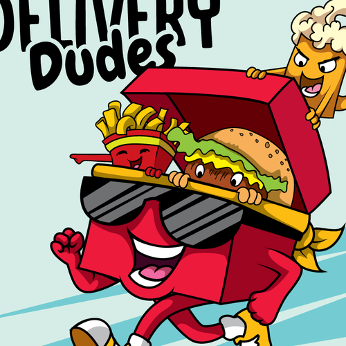 Cartoon design with the title 'delivery )'