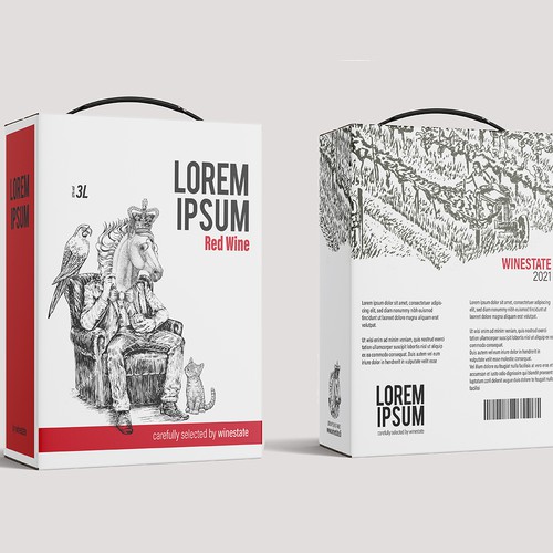 Wine packaging with the title 'Bold concept for a wine in bag box design '