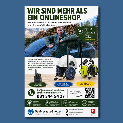 Flayer design with the title 'Gehörschutz-Shop.ch.'