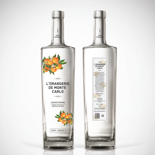 Orange label with the title 'Orange Liquer Packaging Design'