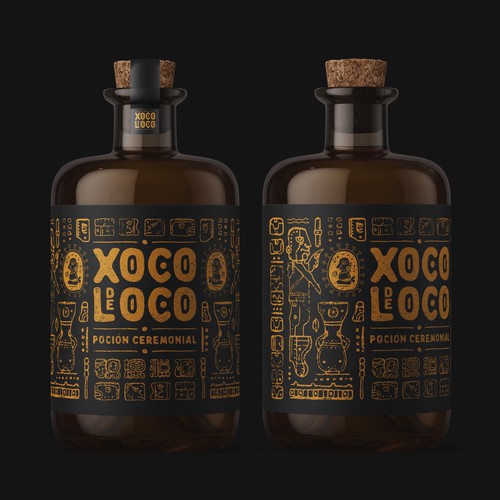 Liquor label with the title 'Xoco de Loco'